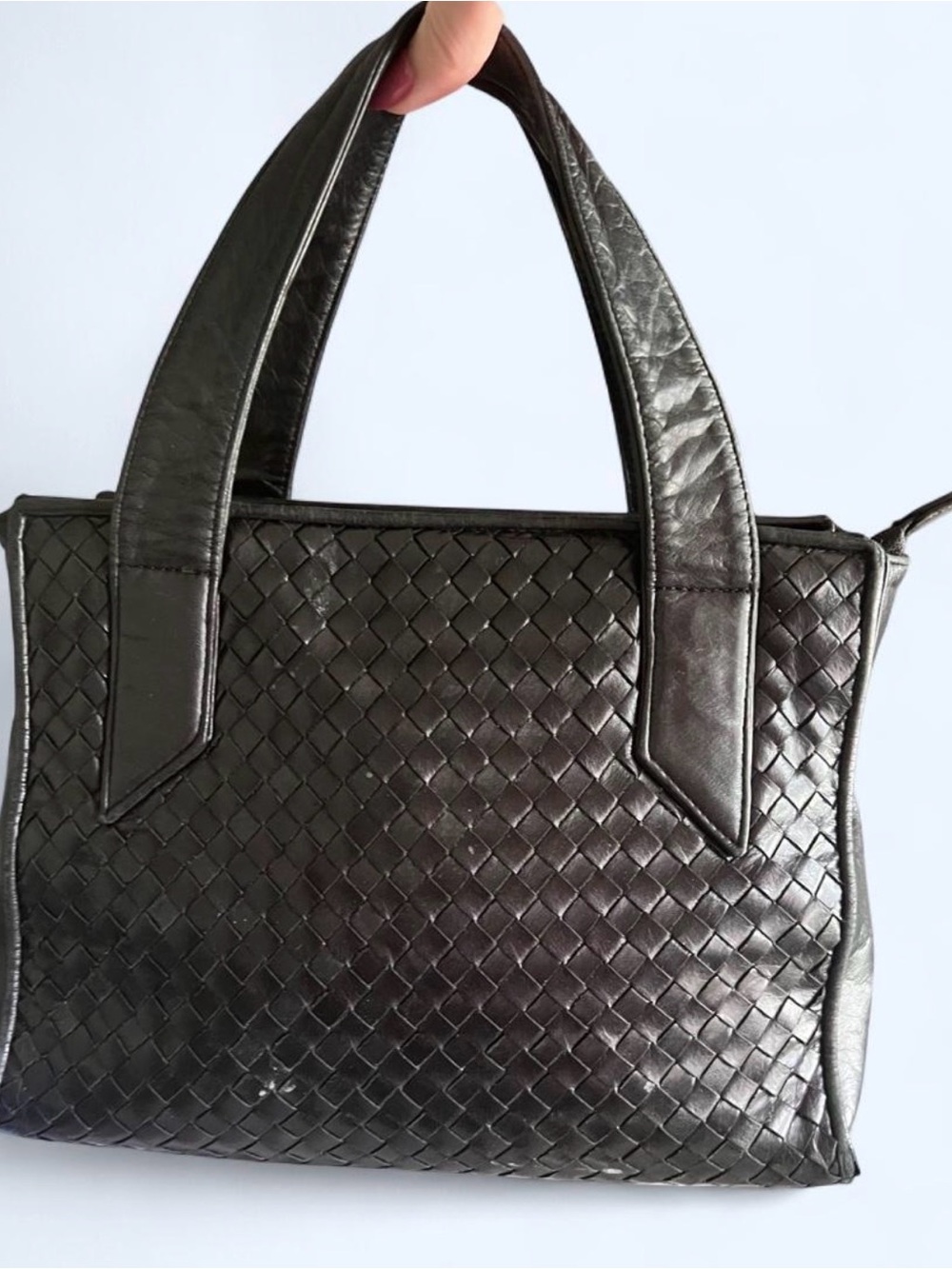 Nordstrom Black Woven Leather Tote - Picture 2 of 7